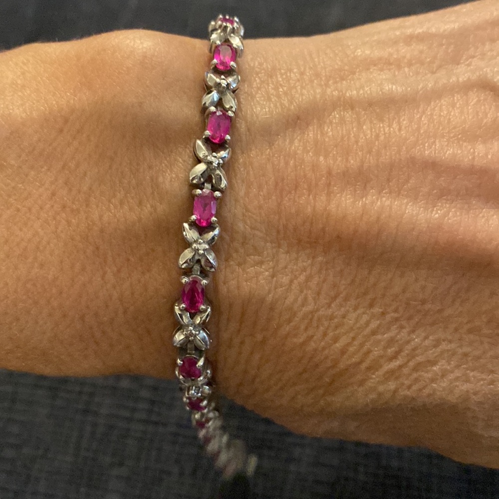 Sterling Silver Ruby XOXO Tennis Bracelet